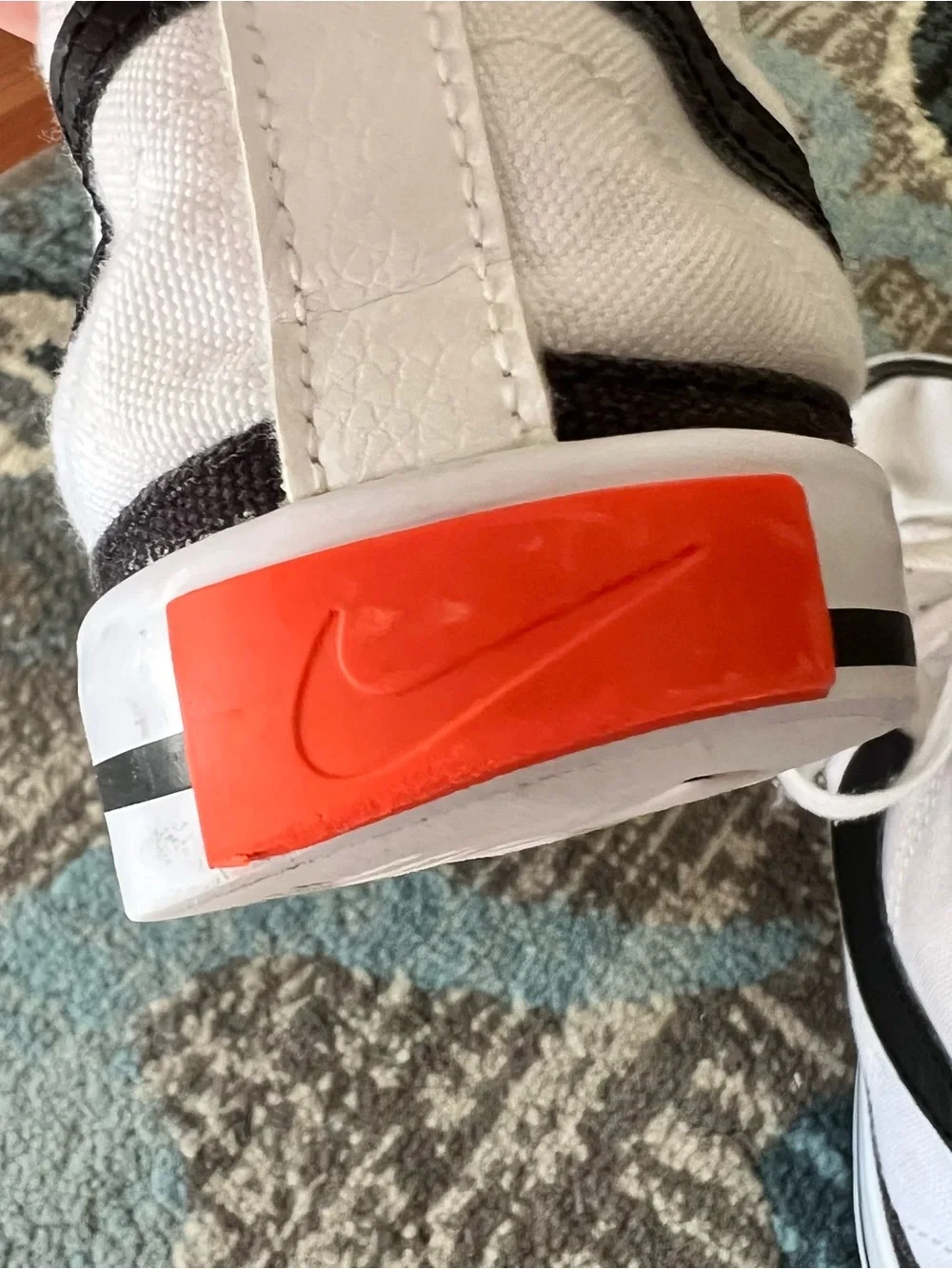 Nike White High-Top Sneakers with Black Swoosh and Accent size 6.5